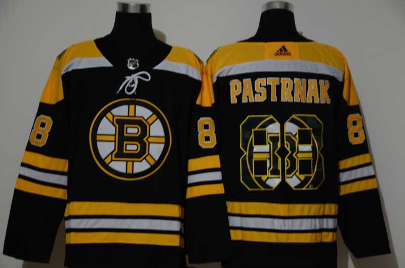 Men Boston Bruins 88 Pastrnak Black Adidas Fashion print NHL Jersey